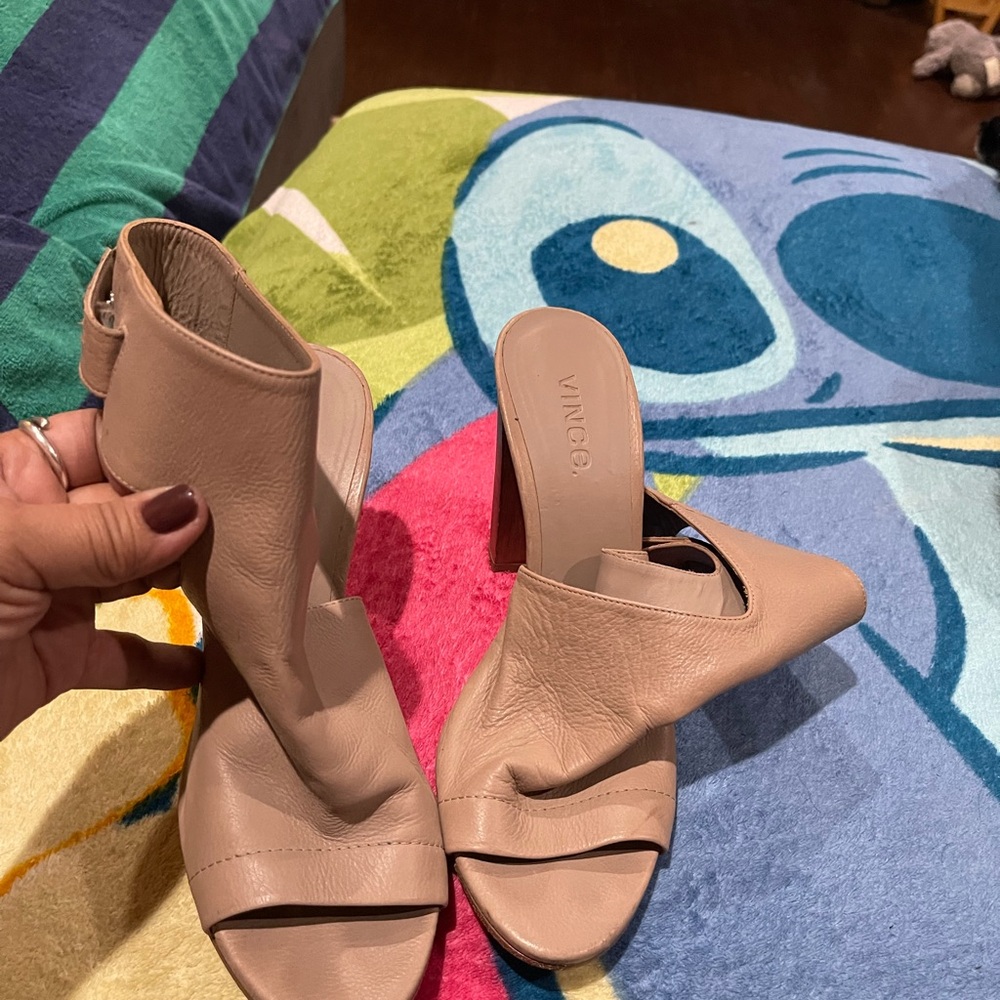 Vince Taupe Leather Women's Heels
